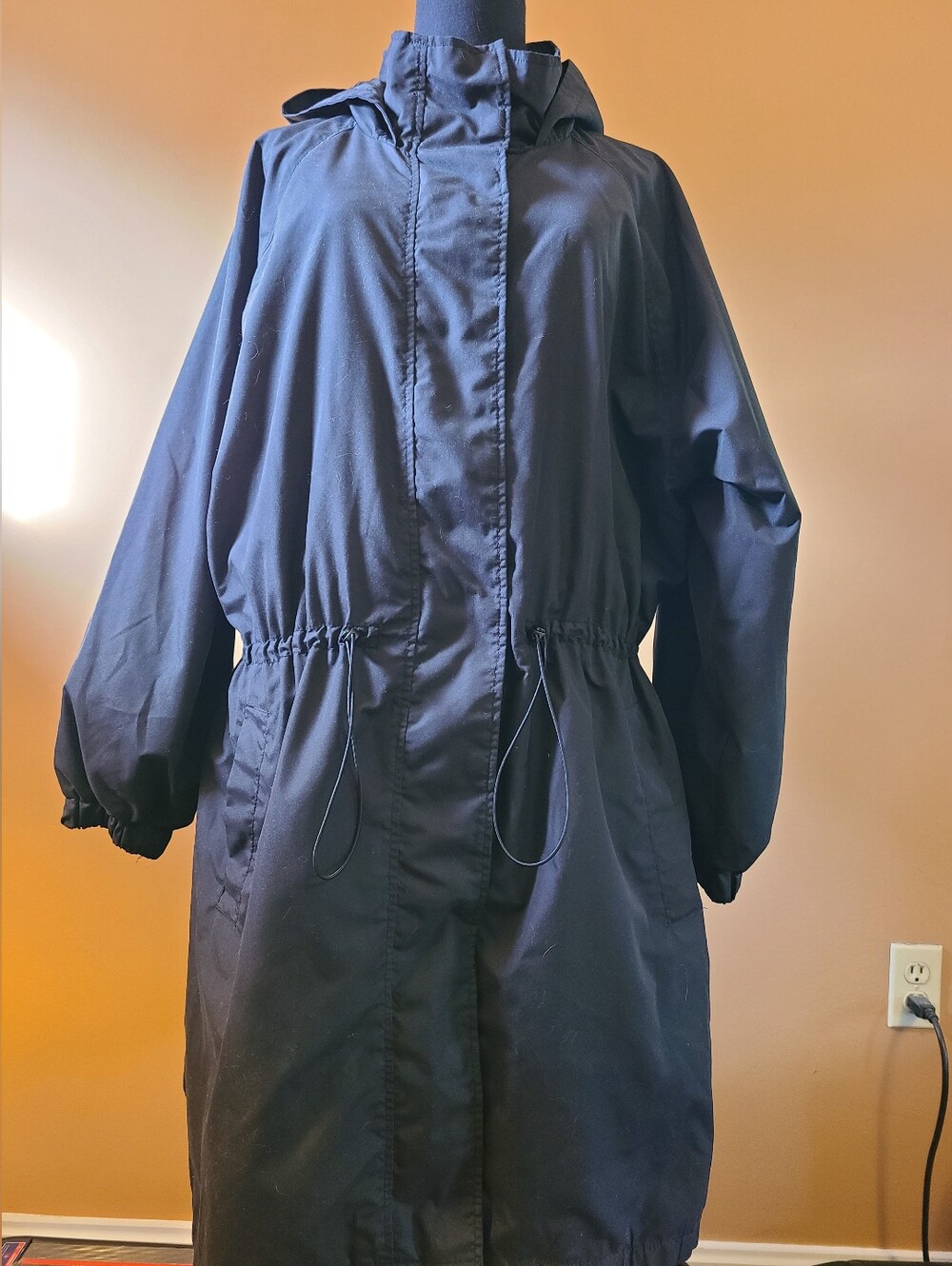 Plus Size Old Navy Women's Hooded Long Coat - Black
